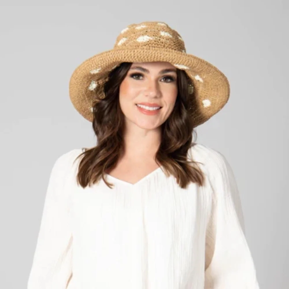 NWT Anthropologie Crochet Polk-A-Dot Bucket Hat